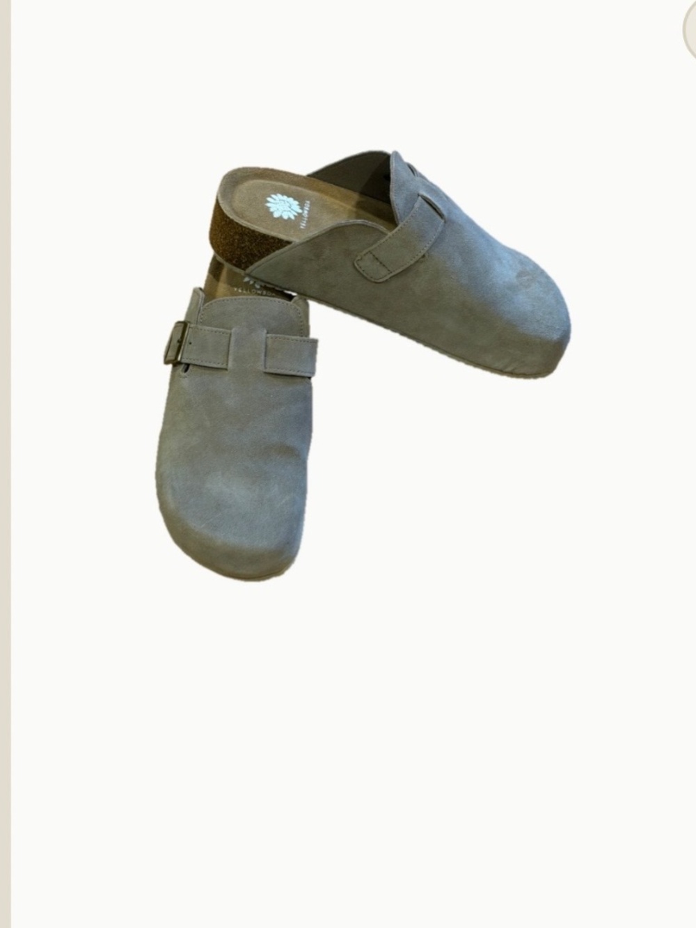 New Yellow Box taupe beige gen suede wedge clog mule slide 7.5 - Picture 2 of 4